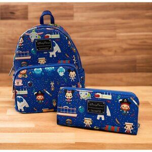 New Loungefly Disney Parks Blue Chibi Mini Backpack & Wallet Set Set NWT